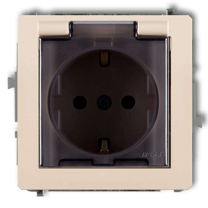 Mechanizm gniazda bryzgoszczelnego z uziemieniem schuko 2P+Z klapką 1DGPB-1SDP