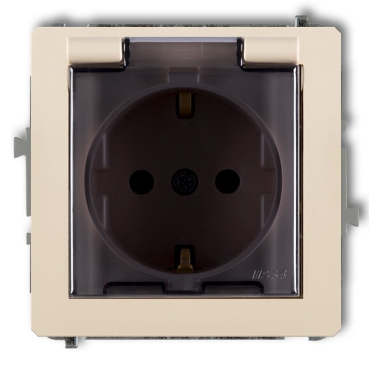 Mechanizm gniazda bryzgoszczelnego z uziemieniem schuko 2P+Z klapką 1DGPB-1SDP