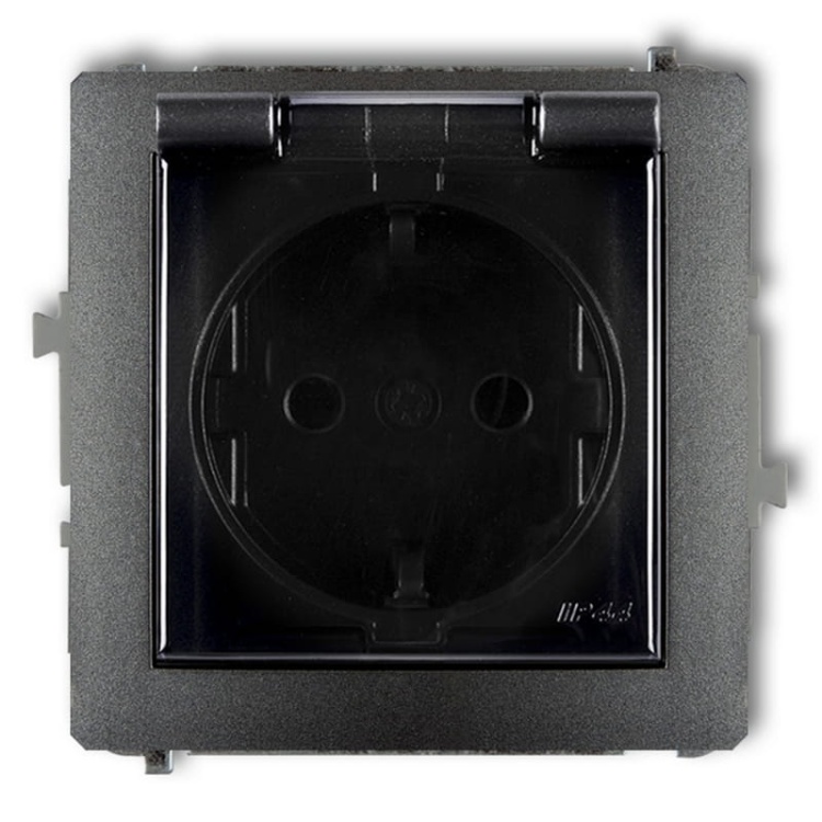 Mechanizm gniazda bryzgoszczelnego z uziemieniem schuko 2P+Z klapką 11DGPB-1SDP