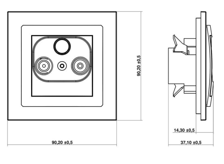 Mechanizm gniazda abonenckiego RTV przelotowego 15 dB biały DG15P