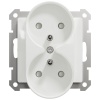 Mechanizm gniazda podwójnego z uziemieniem 2×(2P+PE) biały SDD111275 Sedna Schneider przód