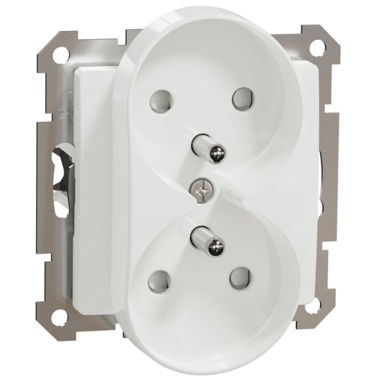 Mechanizm gniazda podwójnego z uziemieniem 2×(2P+PE) biały SDD111275 Sedna Schneider
