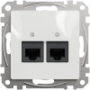 Mechanizm gniazda 2x(RJ45) kat.5e UTP SDD111452 Sedna Schneider przód