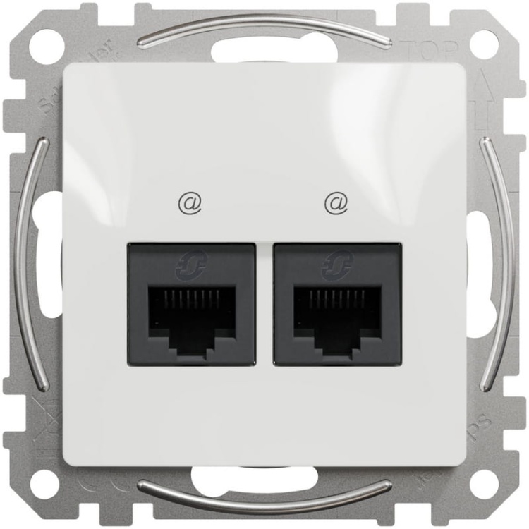 Mechanizm gniazda 2x(RJ45) kat.5e UTP SDD111452 Sedna Schneider przód