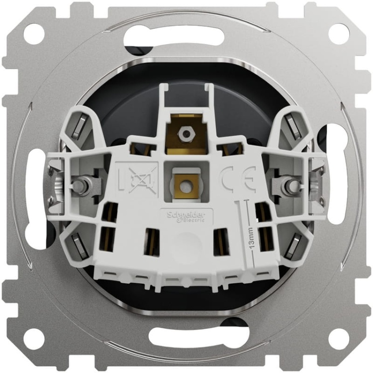 Mechanizm gniazda pojedynczego z uziemieniem 2P+PE antracyt SDD114011 Sedna Schneider tył