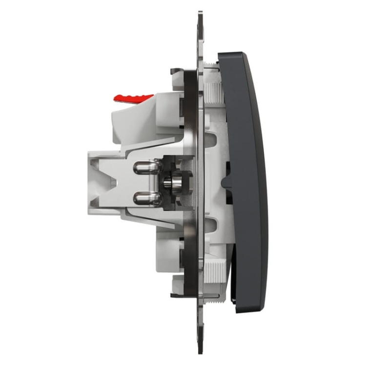 Antracytowy przycisk chwilowy Schneider Electric bok