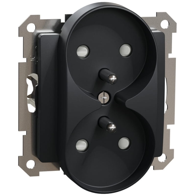 Mechanizm gniazda podwójnego do ramki Elements z uziemieniem 2×(2P+PE)  SDD114271 Sedna Schneider