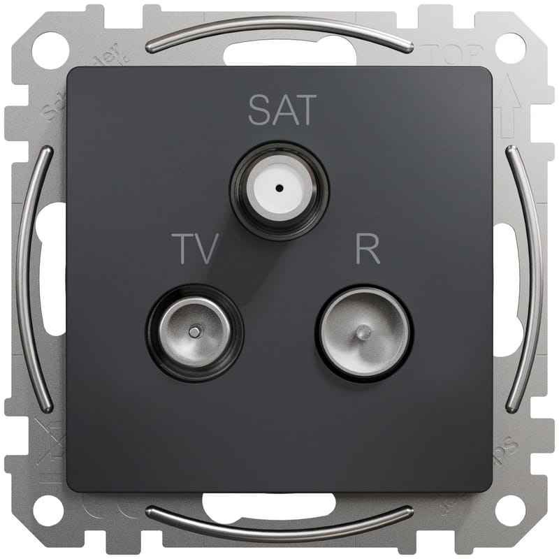 Mechanizm gniazda R-TV-SAT końcowe antracyt SDD114481 Sedna Schneider przód