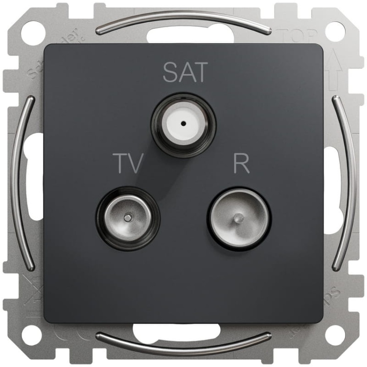 Mechanizm gniazda R-TV-SAT końcowe antracyt SDD114481 Sedna Schneider przód