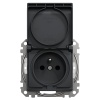 Mechanizm gniazda bryzgoszczelnego z uziemieniem 2P+PE antracyt SDD214013 Sedna Schneider przód