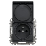 Gniazdo bryzgoszczelne Sedna SDD214013 antracyt przód