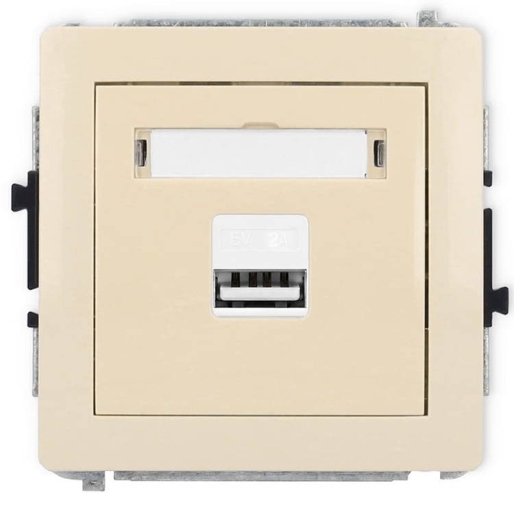 Mechanizm ładowarki USB pojedynczej 5V 2A beżowy 1DCUSB-3