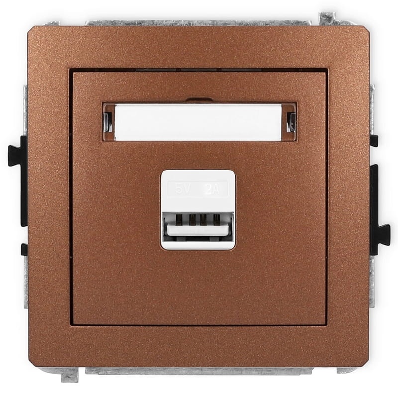 Mechanizm ładowarki USB pojedynczej 5V 2A brązowy metalik 9DCUSB-3