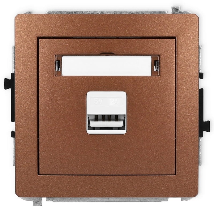 Mechanizm ładowarki USB pojedynczej 5V 2A brązowy metalik 9DCUSB-3