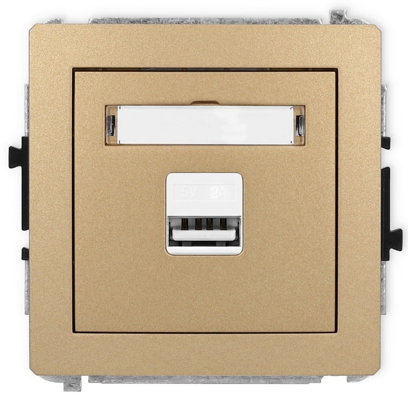 Mechanizm ładowarki USB pojedynczej 5V 2A złoty metalik 8DCUSB-3