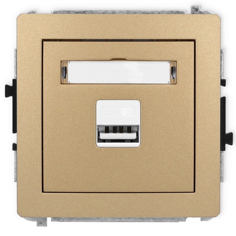 Mechanizm ładowarki USB pojedynczej 5V 2A złoty metalik 8DCUSB-3