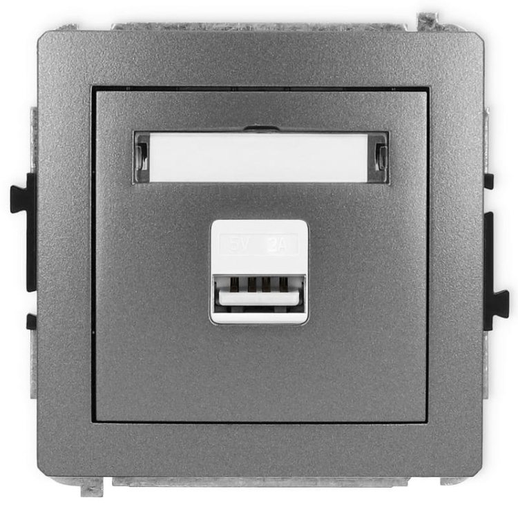 Mechanizm ładowarki USB pojedynczej 5V 2A grafit 11DCUSB-3