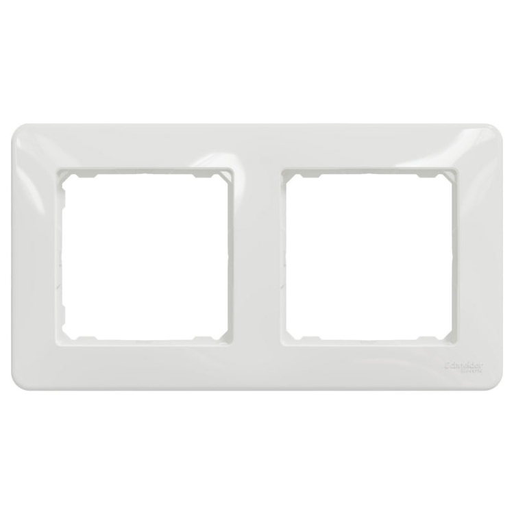 Ramka ozdobna podwójna z tworzywa biała SDD311802 Sedna Design Schneider przód