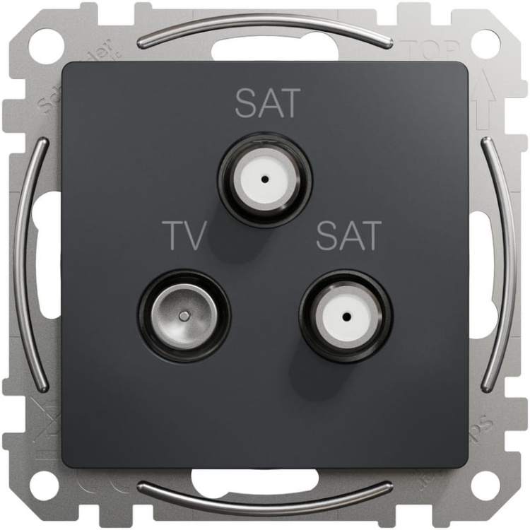Mechanizm gniazda TV 2xSAT końcowe antracyt SDD114481S Sedna Schneider przód