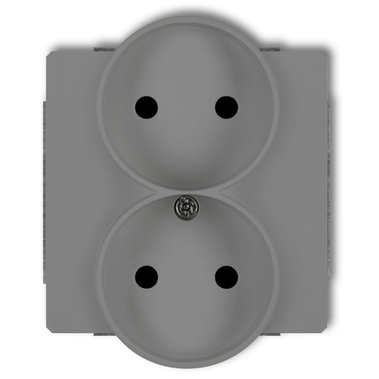 Mechanizm gniazda podwójnego do ramki bez uziemienia 2×2P szary mat 27DGPR-2P