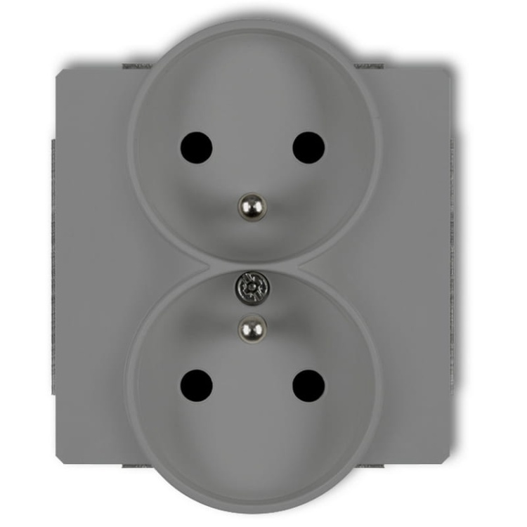 Mechanizm gniazda podwójnego do ramki z uziemieniem 2×(2P+Z) szary mat 27DGPR-2ZP