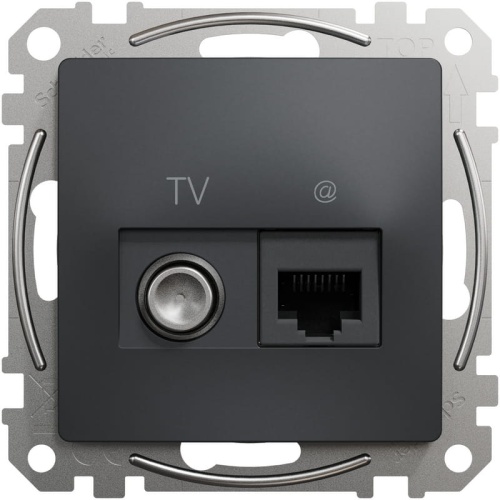 Gniazdo RJ45 kat.6 i TV Sedna SDD114469T antracyt przód