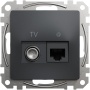 Gniazdo RJ45 kat.6 i TV Sedna SDD114469T antracyt przód