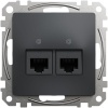 Mechanizm gniazda komputerowego 2x(RJ45) kat.6 UTP Sedna Schneider przód