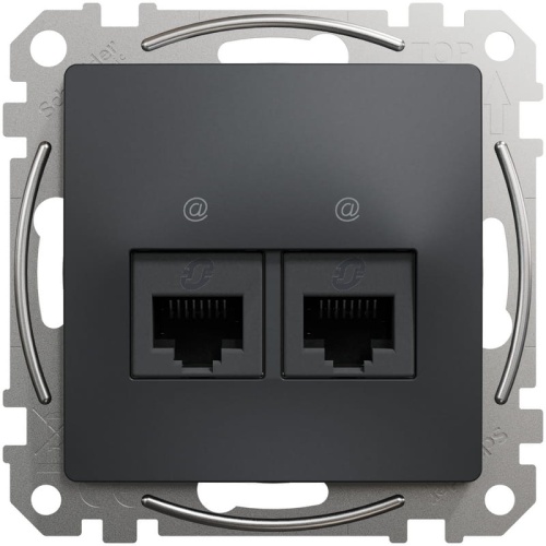 Gniazdo 2xRJ45 kat.6 UTP Sedna SDD114462 antracyt przód