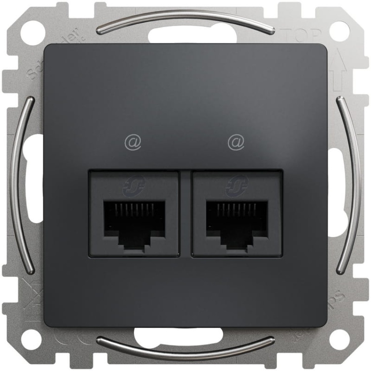 Mechanizm gniazda komputerowego 2x(RJ45) kat.6 UTP Sedna Schneider przód