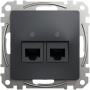 Gniazdo 2xRJ45 kat.6 UTP Sedna SDD114462 antracyt przód