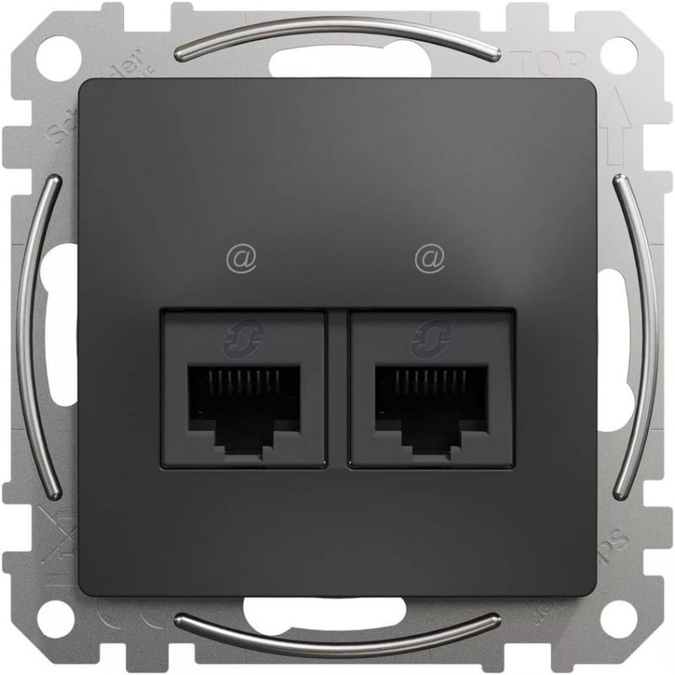 Mechanizm gniazda komputerowego RJ45 kat.5e UTP Sedna Schneider przód