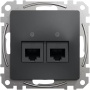 Gniazdo 2xRJ45 kat.5e UTP Sedna SDD114452 antracyt przód