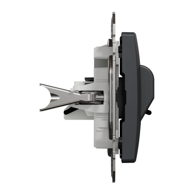 Antracytowe gniazdo audio Schneider Electric bok