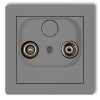 Mechanizm gniazda abonenckiego RTV przelotowego 15 dB szary mat 27DG15P