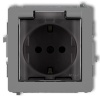 Mechanizm gniazda bryzgoszczelnego z uziemieniem schuko 2P+Z klapka szary mat 27DGPB-1SDP