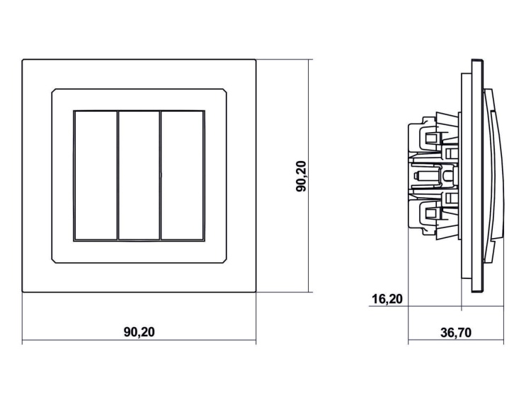 Mechanizm łącznika potrójnego 28DWP-7