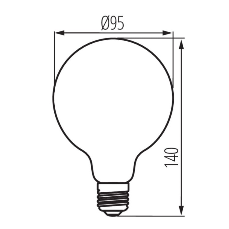 Żarówka filament XLED E27 G95 7W 2500K 725lm Kanlux 36241 wymiary.jpg