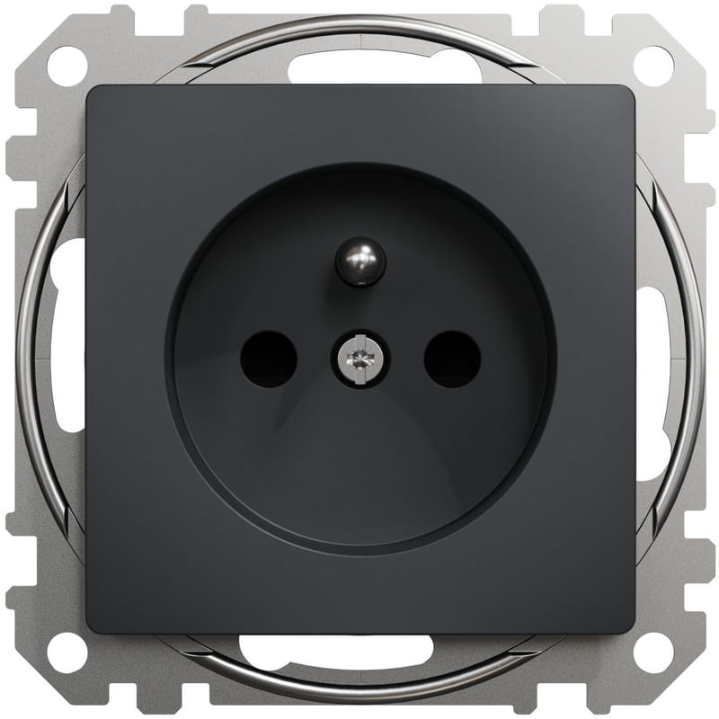 Gniazdo 2P+PE Sedna SDD114012 antracyt przód