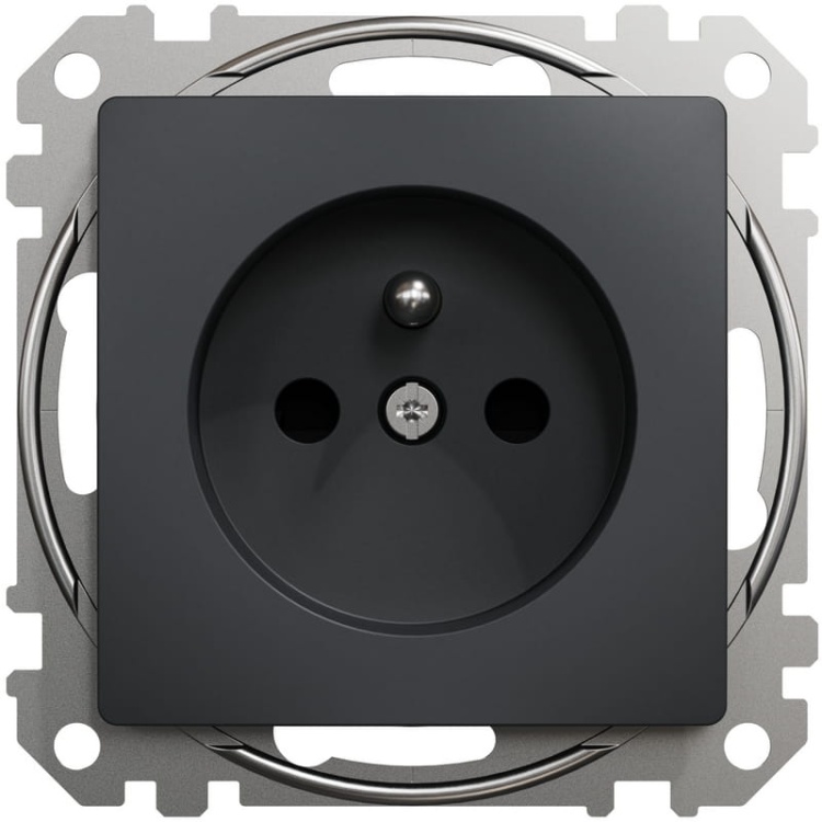 Gniazdo 2P+PE Sedna SDD114012 antracyt przód