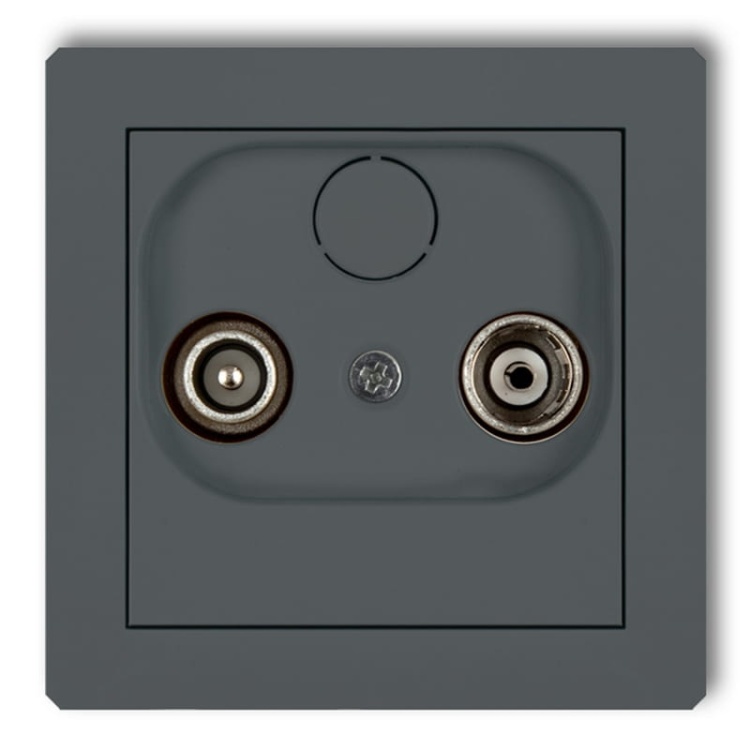 Mechanizm gniazda abonenckiego RTV przelotowego 15 dB grafitowy mat