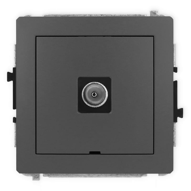 Mechanizm gniazda antenowego TV pojedynczego bez pola opisowego 28DGTVBO-1 grafitowy mat