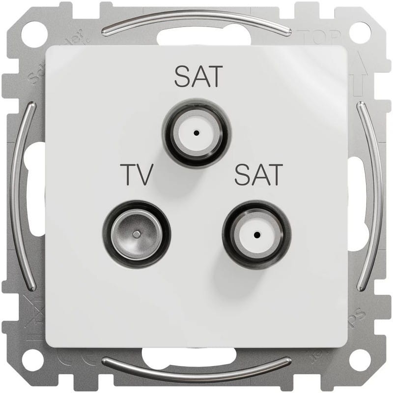 Mechanizm gniazda TV, 2xSAT końcowe biały SDD111481S Sedna Schneider przód