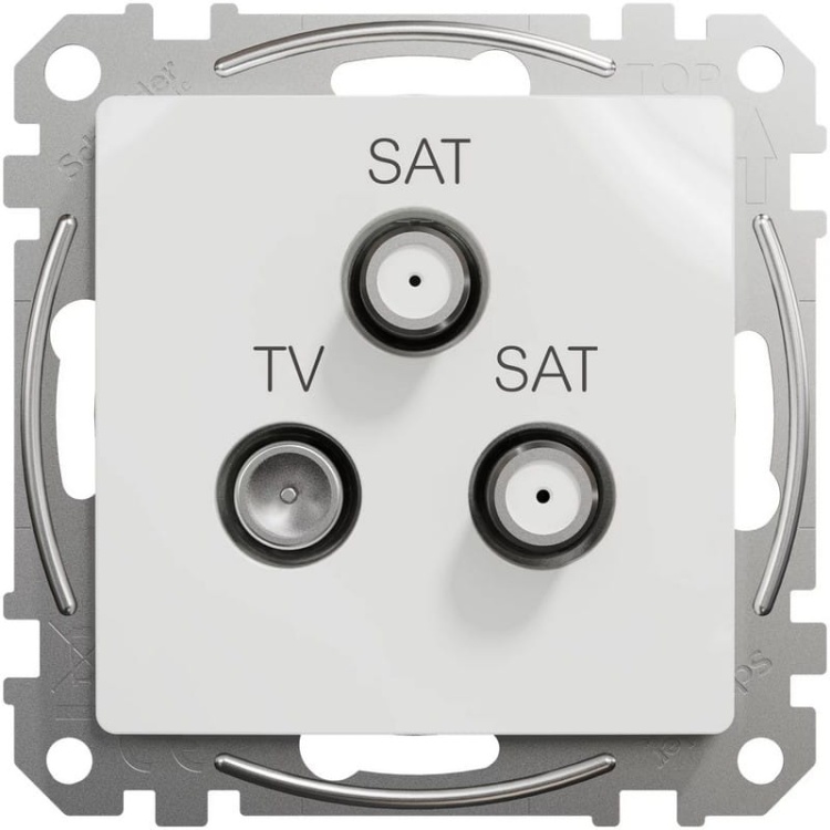 Mechanizm gniazda TV, 2xSAT końcowe biały SDD111481S Sedna Schneider przód