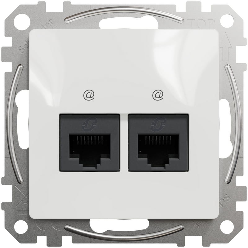 Mechanizm gniazda komputerowego 2x(RJ45) kat.6 UTP Sedna Schneider przód
