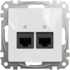 Mechanizm gniazda komputerowego 2x(RJ45) kat.6 UTP Sedna Schneider przód
