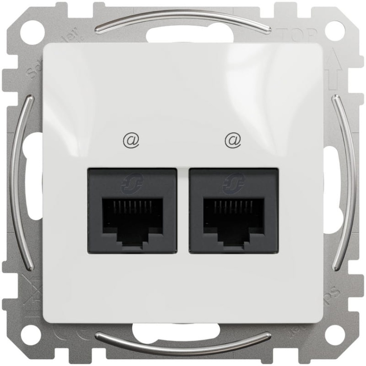 Mechanizm gniazda komputerowego 2x(RJ45) kat.6 UTP Sedna Schneider przód