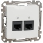 Białe gniazdo sieciowe RJ45 podtynkowe Schneider