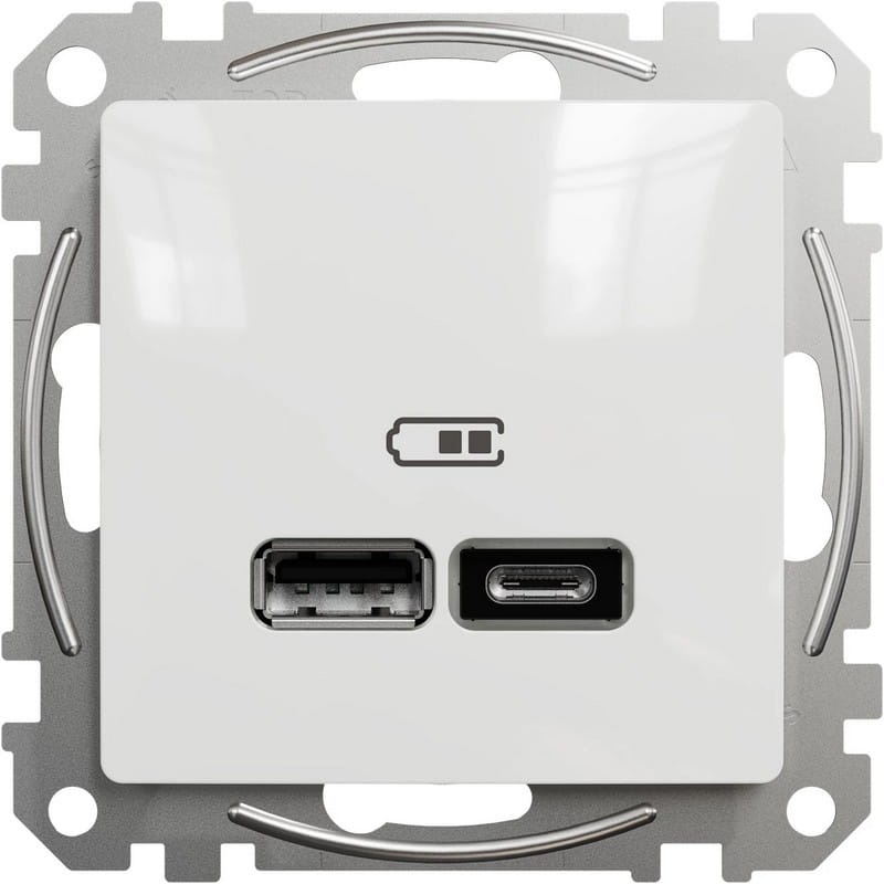Mechanizm gniazda ładowania USB typu A+C 2,4A SDD111402 Sedna Schneider przód