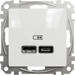 Gniazdo USB A i USB C Sedna SDD111402 białe